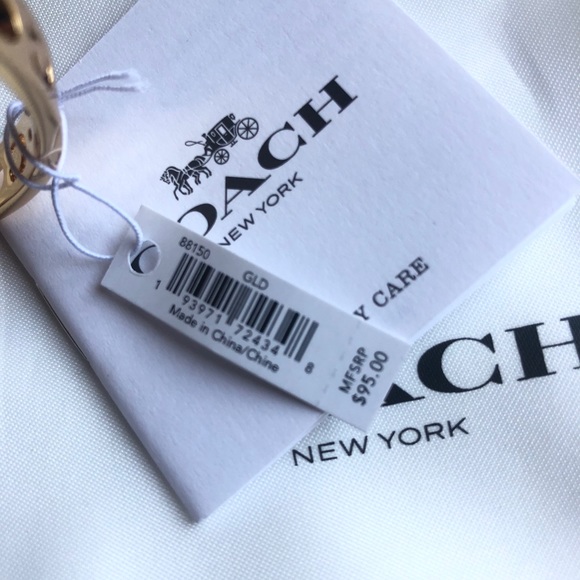 NWT Coach | Gold Pierced Bangle w/ Logo - Picture 7 of 9